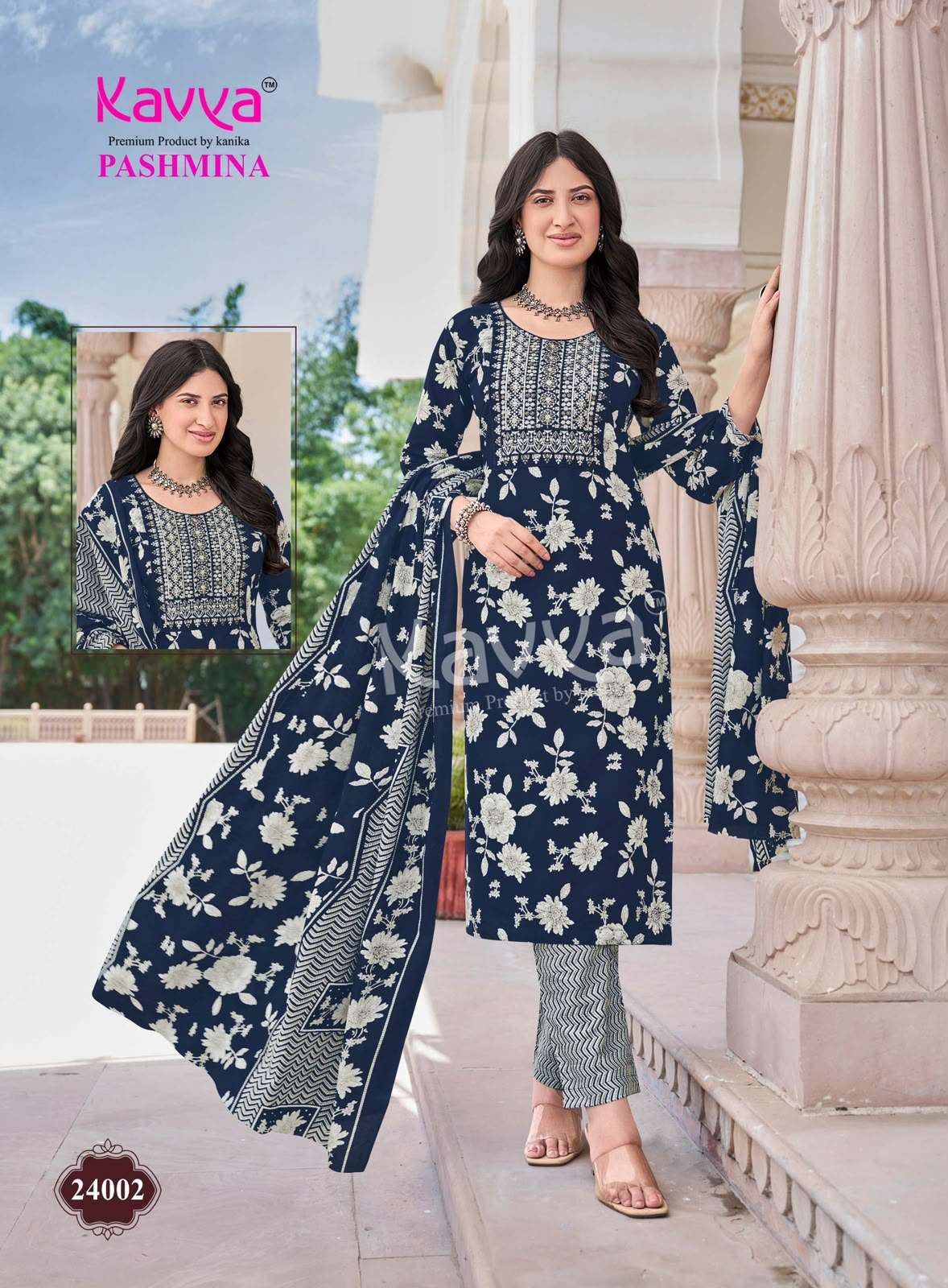 KAVYA PASHMINA VOL-24 Cotton Embroidered Ready To Wear Salwar Suit Set