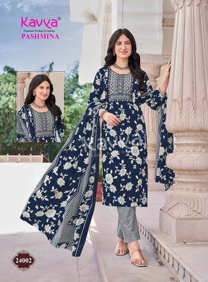 KAVYA PASHMINA VOL-24 Cotton Embroidered Ready To Wear Salwar Suit Set