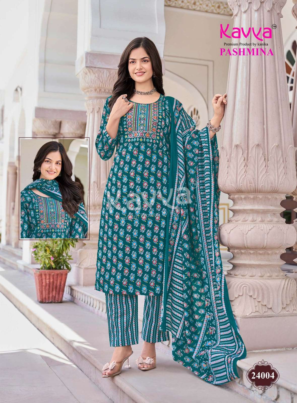 KAVYA PASHMINA VOL-24 Cotton Embroidered Ready To Wear Salwar Suit Set