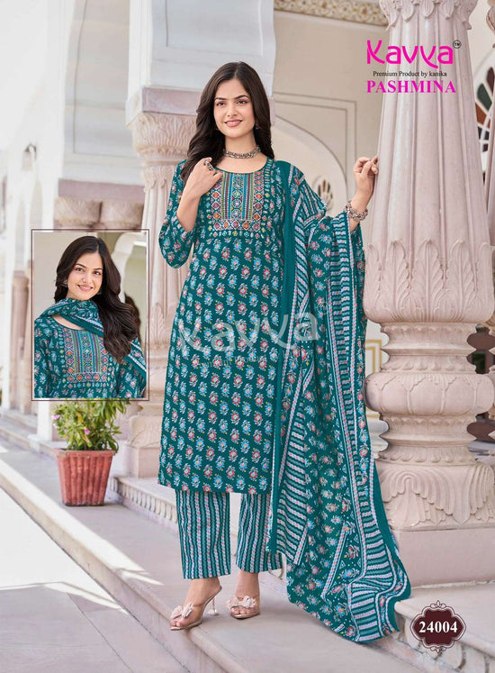 KAVYA PASHMINA VOL-24 Cotton Embroidered Ready To Wear Salwar Suit Set