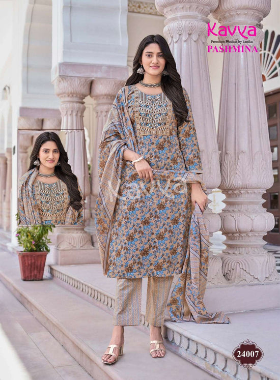 KAVYA PASHMINA VOL-24 Cotton Embroidered Ready To Wear Salwar Suit Set