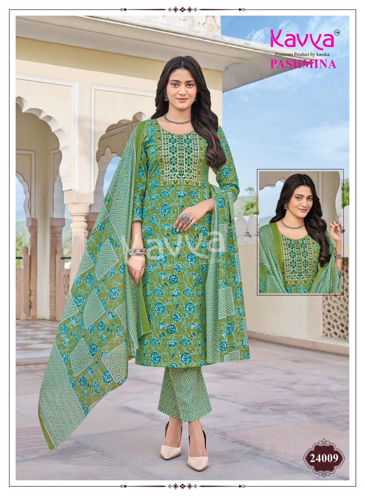 KAVYA PASHMINA VOL-24 Cotton Embroidered Ready To Wear Salwar Suit Set