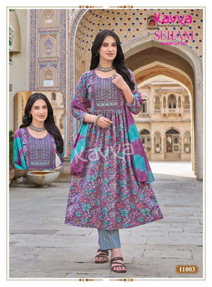 Kavya Suhani Vol 11 Viscose Feel Kurti Pant Dupatta Set - Amrah Wholesale