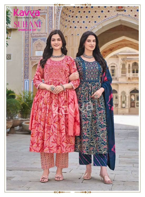 Kavya Suhani Vol 11 Viscose Feel Kurti Pant Dupatta Set - Amrah Wholesale