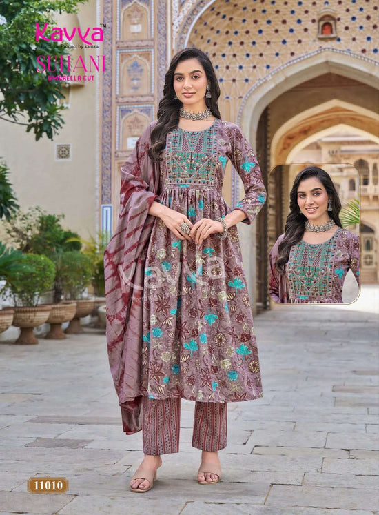 Kavya Suhani Vol 11 Viscose Feel Kurti Pant Dupatta Set - Amrah Wholesale