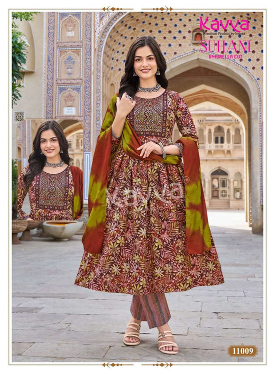 Kavya Suhani Vol 11 Viscose Feel Kurti Pant Dupatta Set - Amrah Wholesale