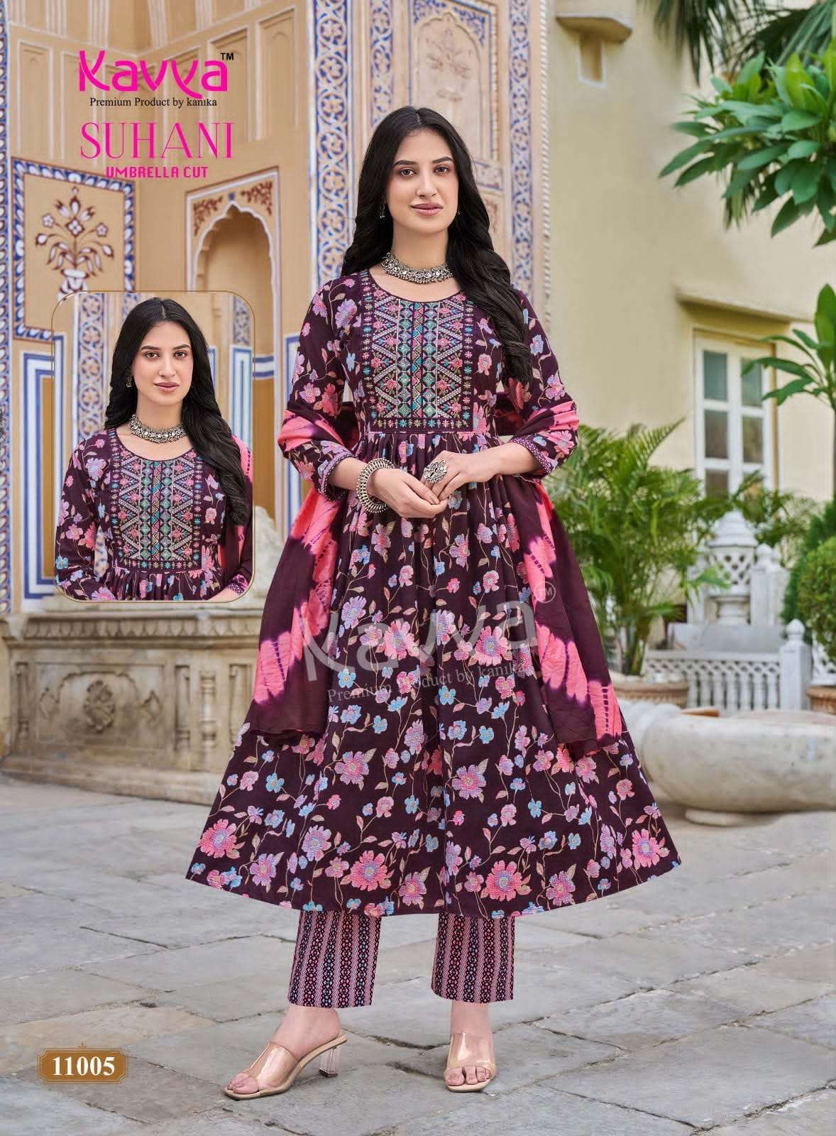 Kavya Suhani Vol 11 Viscose Feel Kurti Pant Dupatta Set - Amrah Wholesale