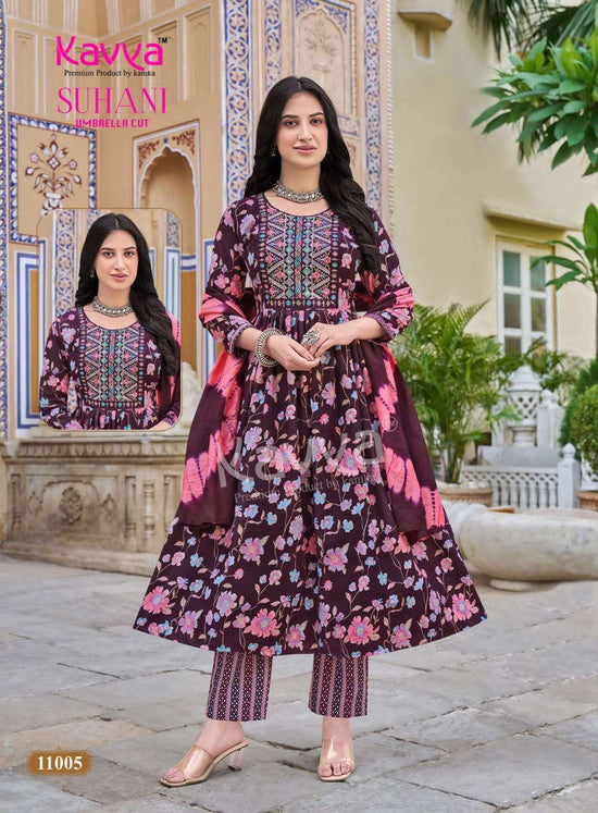 Kavya Suhani Vol 11 Viscose Feel Kurti Pant Dupatta Set - Amrah Wholesale