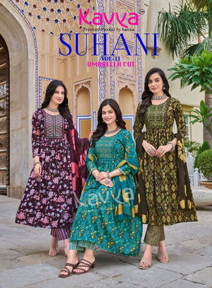 Kavya Suhani Vol 11 Viscose Feel Kurti Pant Dupatta Set - Amrah Wholesale