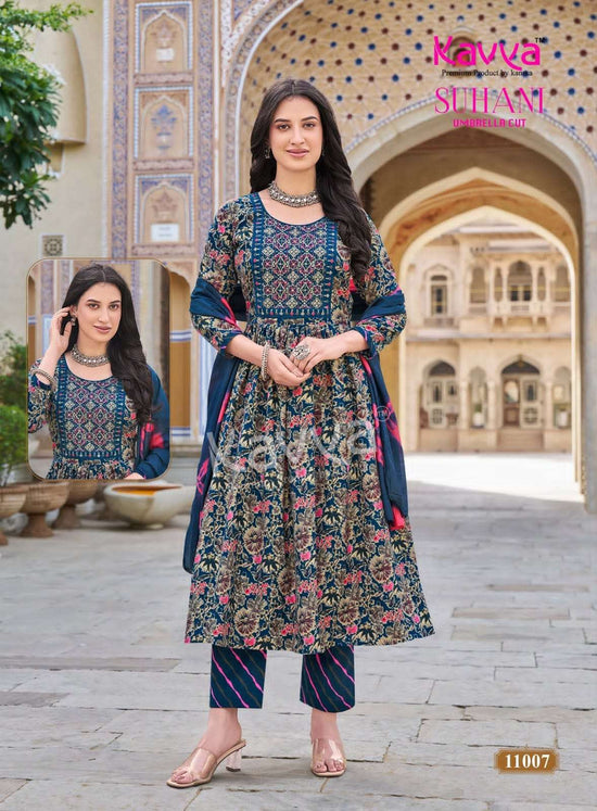 Kavya Suhani Vol 11 Viscose Feel Kurti Pant Dupatta Set - Amrah Wholesale