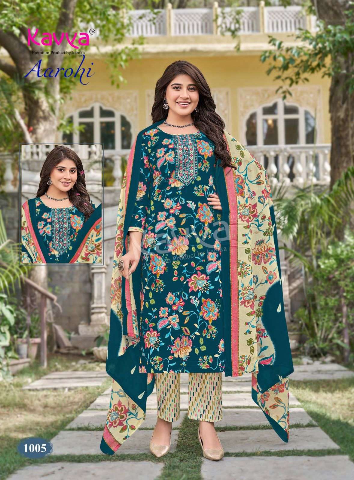 Kavya Suits Aarohi Vol 1 Pure Cotton Kurti Pant Dupatta Set - Amrah Wholesale
