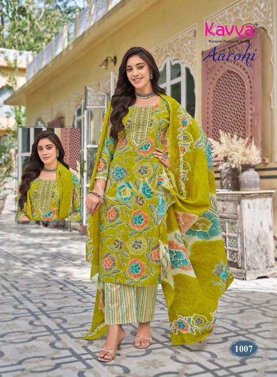 Kavya Suits Aarohi Vol 1 Pure Cotton Kurti Pant Dupatta Set - Amrah Wholesale