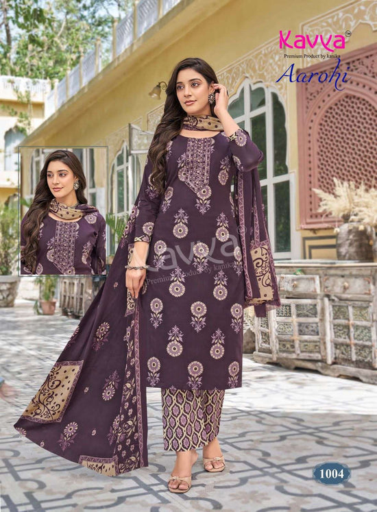 Kavya Suits Aarohi Vol 1 Pure Cotton Kurti Pant Dupatta Set - Amrah Wholesale