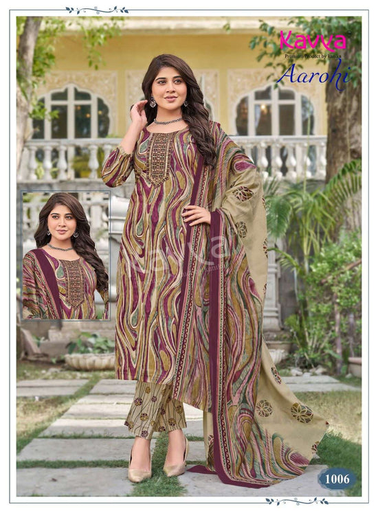 Kavya Suits Aarohi Vol 1 Pure Cotton Kurti Pant Dupatta Set - Amrah Wholesale