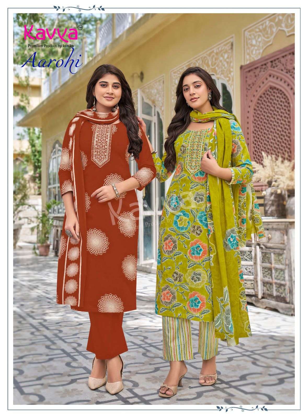 Kavya Suits Aarohi Vol 1 Pure Cotton Kurti Pant Dupatta Set - Amrah Wholesale