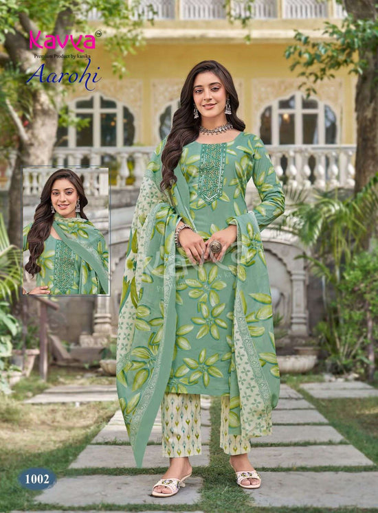 Kavya Suits Aarohi Vol 1 Pure Cotton Kurti Pant Dupatta Set - Amrah Wholesale