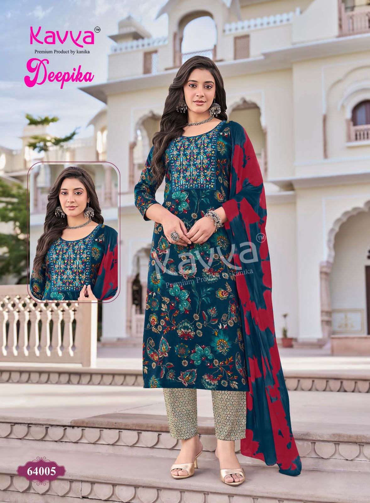 Kavya Suits Deepika Vol 64 Embroidered Stitched Salwar Suit Set - Amrah Wholesale