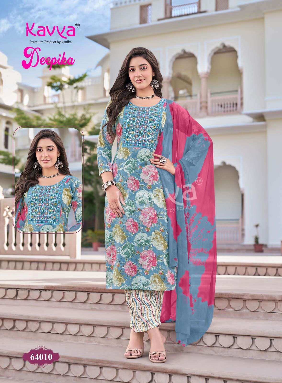 Kavya Suits Deepika Vol 64 Embroidered Stitched Salwar Suit Set - Amrah Wholesale