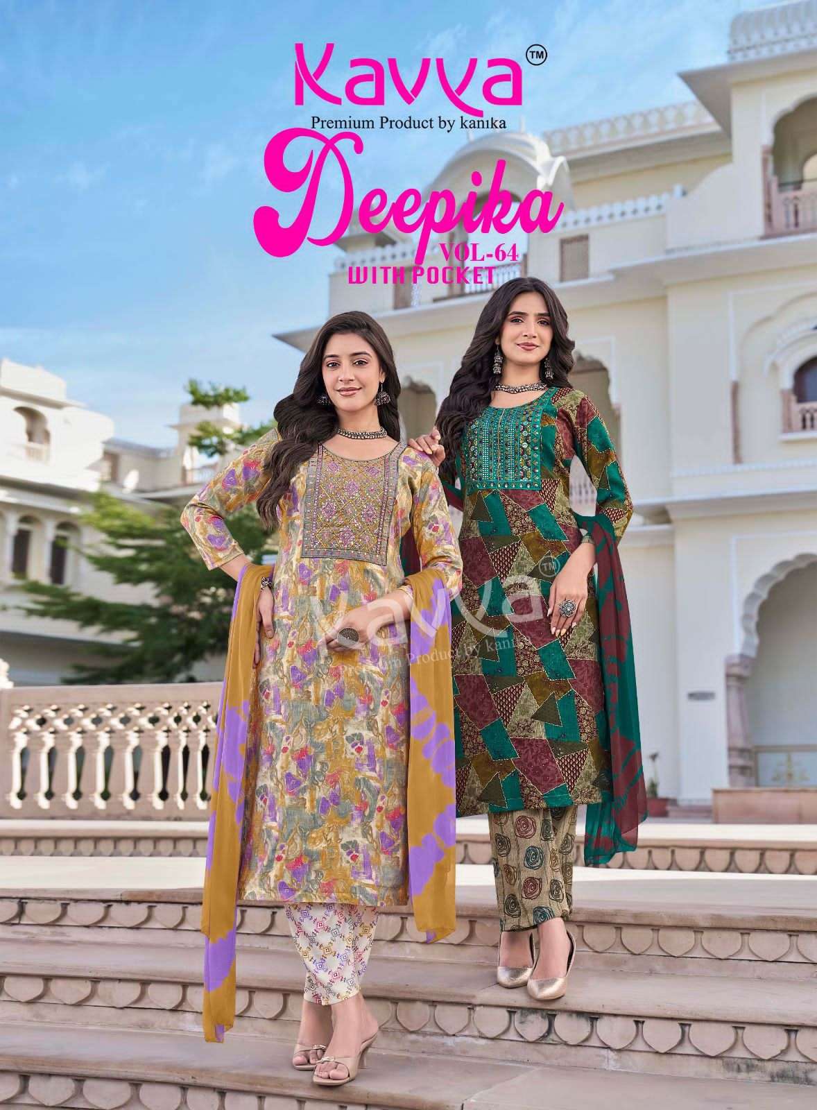 Kavya Suits Deepika Vol 64 Embroidered Stitched Salwar Suit Set - Amrah Wholesale