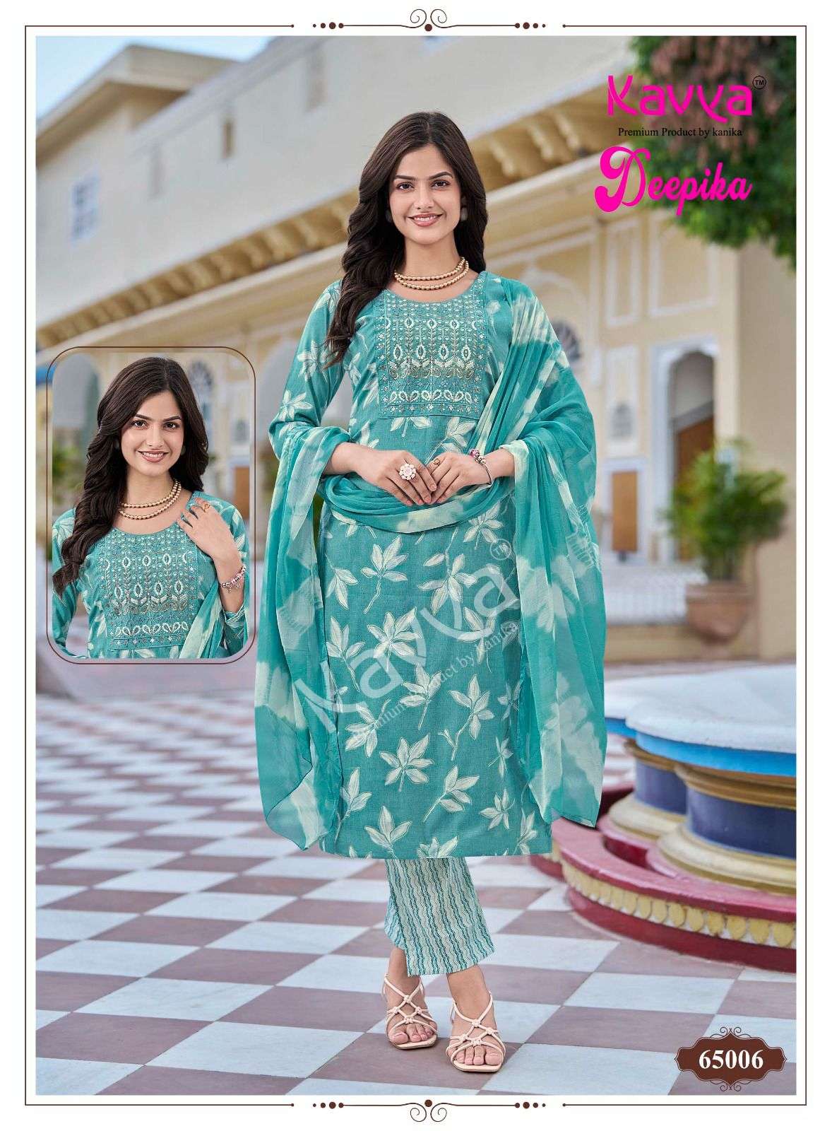 Kavya Suits Deepika Vol 65 Embroidered Kurti Pant Dupatta Set - Amrah Wholesale