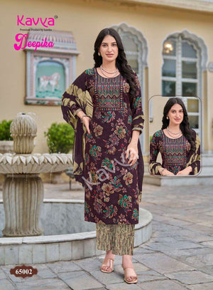 Kavya Suits Deepika Vol 65 Embroidered Kurti Pant Dupatta Set - Amrah Wholesale