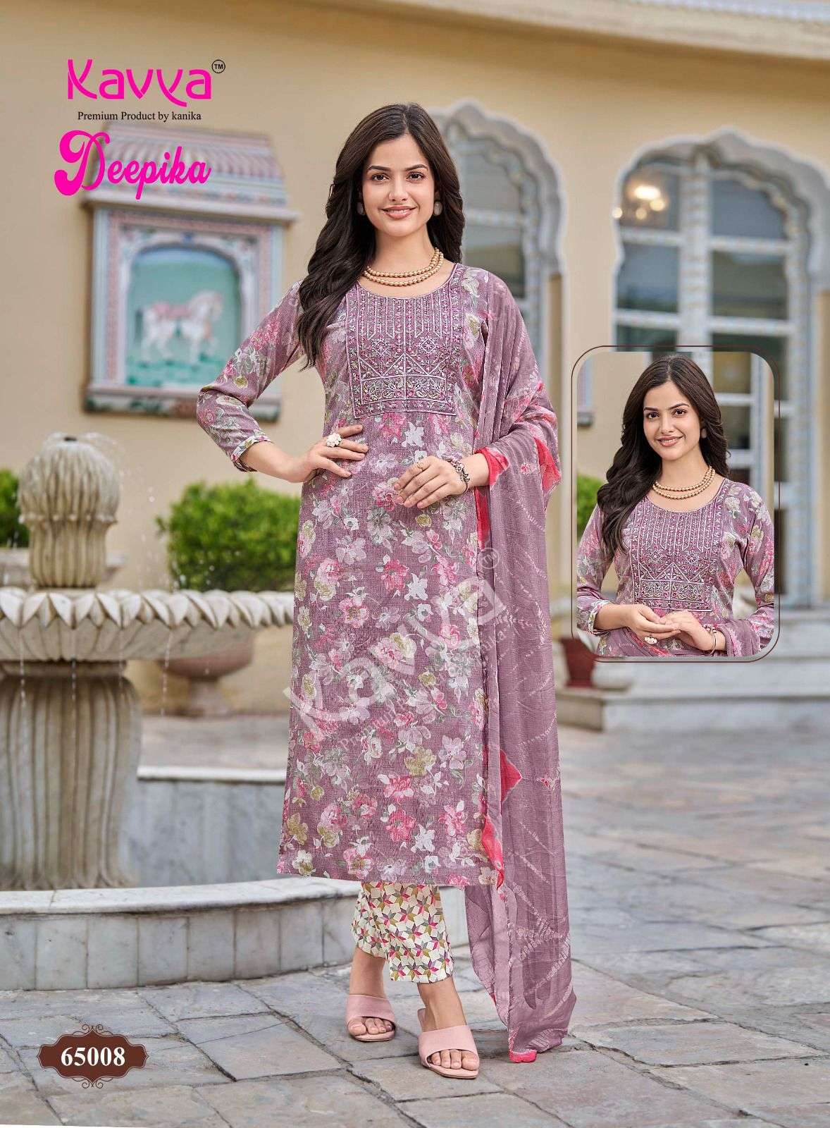 Kavya Suits Deepika Vol 65 Embroidered Kurti Pant Dupatta Set - Amrah Wholesale