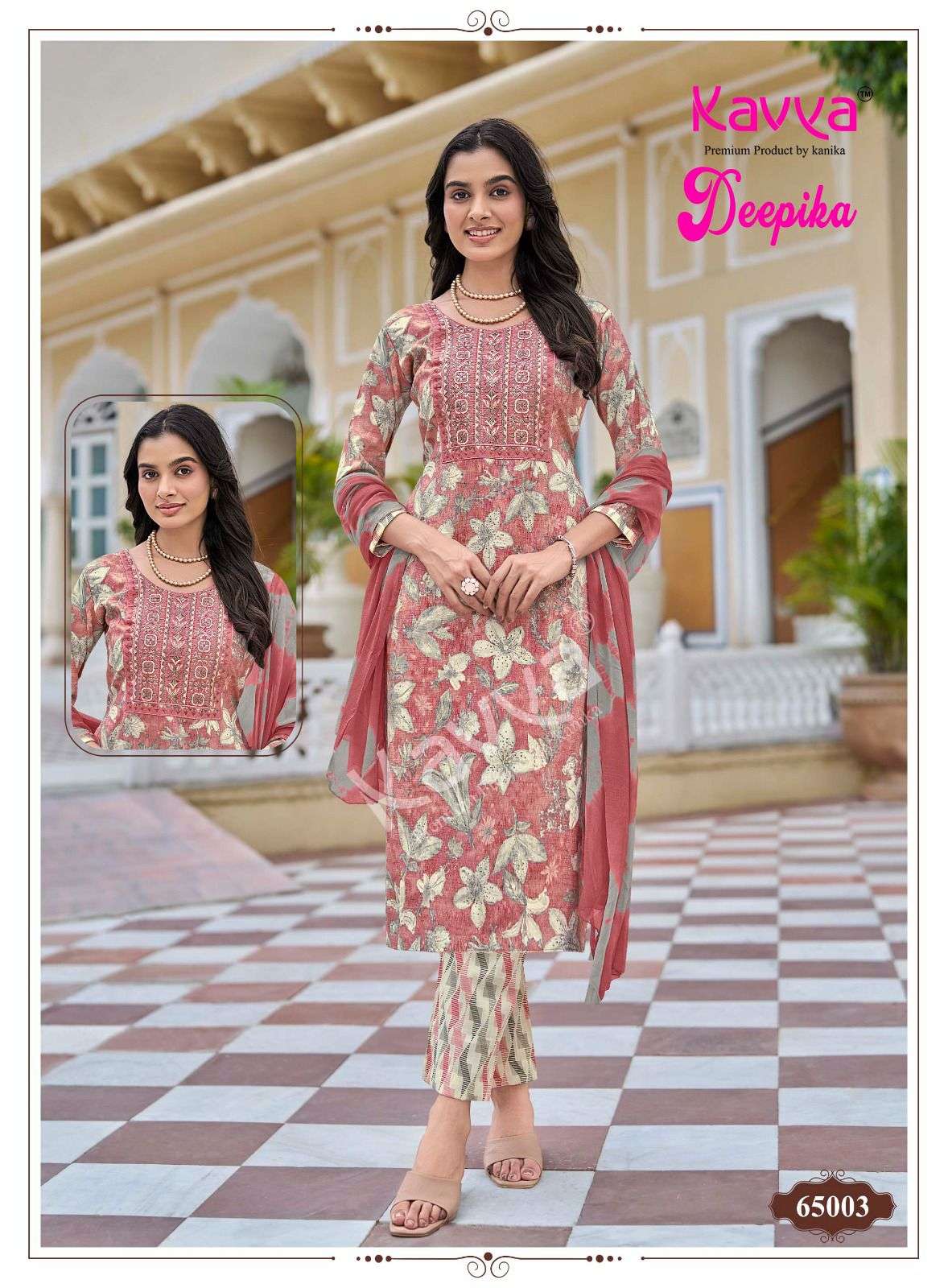 Kavya Suits Deepika Vol 65 Embroidered Kurti Pant Dupatta Set - Amrah Wholesale
