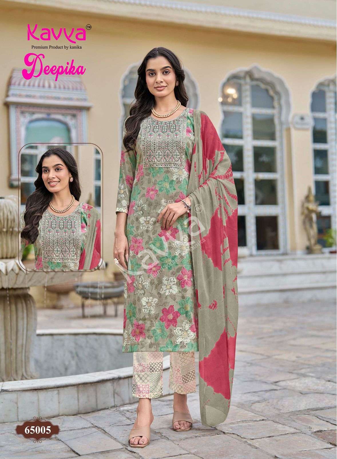 Kavya Suits Deepika Vol 65 Embroidered Kurti Pant Dupatta Set - Amrah Wholesale