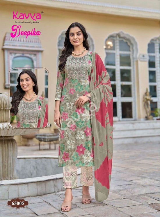 Kavya Suits Deepika Vol 65 Embroidered Kurti Pant Dupatta Set - Amrah Wholesale