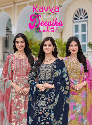 Kavya Suits Deepika Vol 65 Embroidered Kurti Pant Dupatta Set - Amrah Wholesale