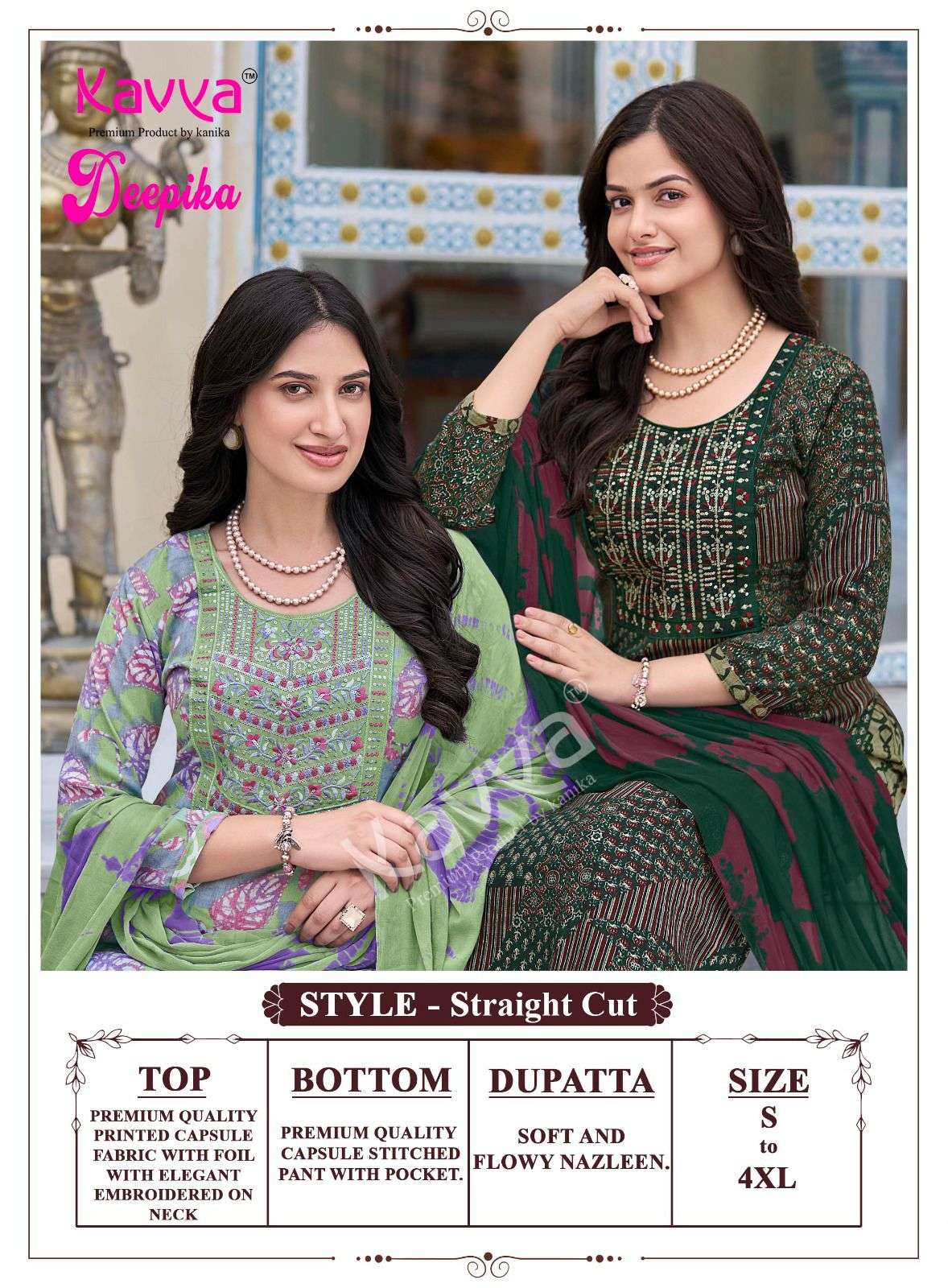 Kavya Suits Deepika Vol 65 Embroidered Kurti Pant Dupatta Set - Amrah Wholesale