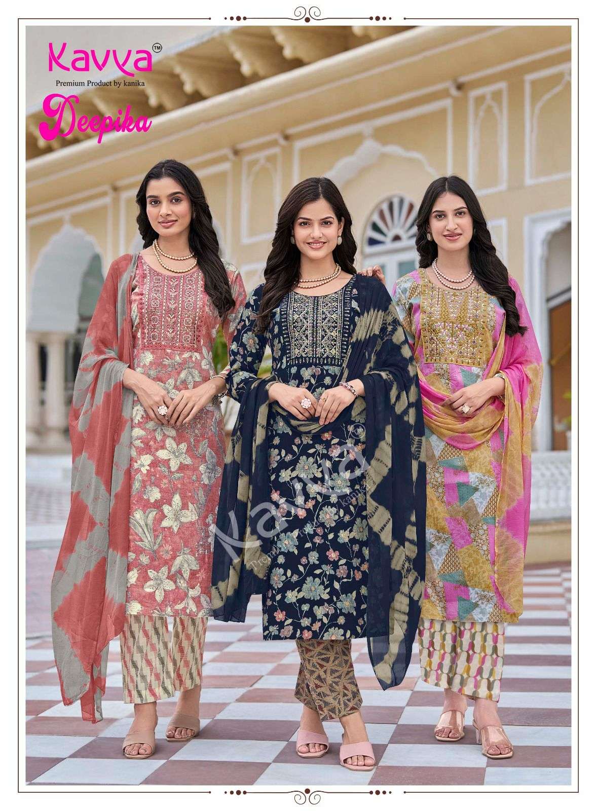 Kavya Suits Deepika Vol 65 Embroidered Kurti Pant Dupatta Set - Amrah Wholesale