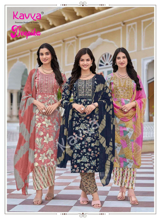Kavya Suits Deepika Vol 65 Embroidered Kurti Pant Dupatta Set - Amrah Wholesale