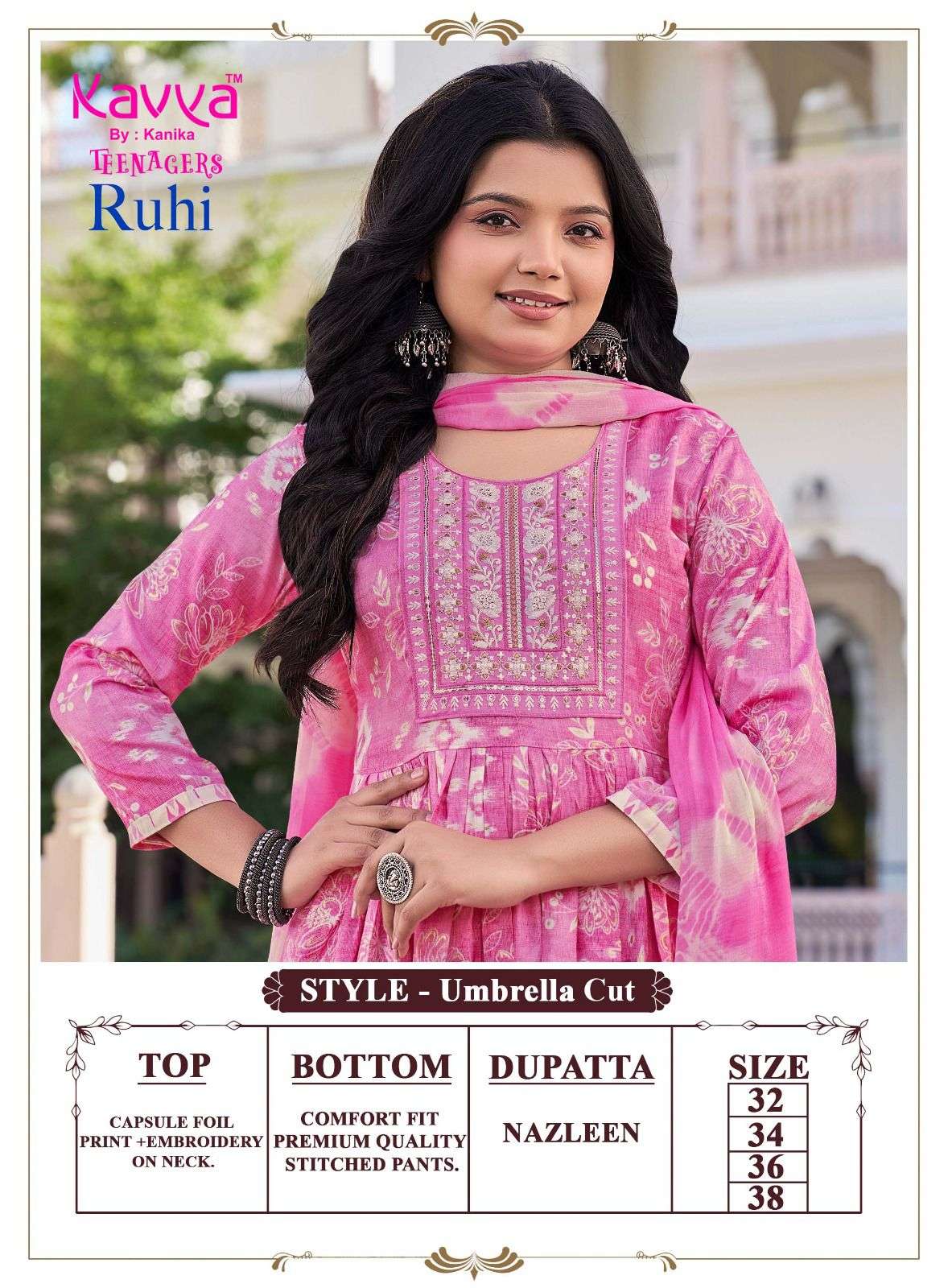 Kavya Suits Ruhi Vol 23 Foil Print Top Bottom Dupatta Set - Amrah Wholesale
