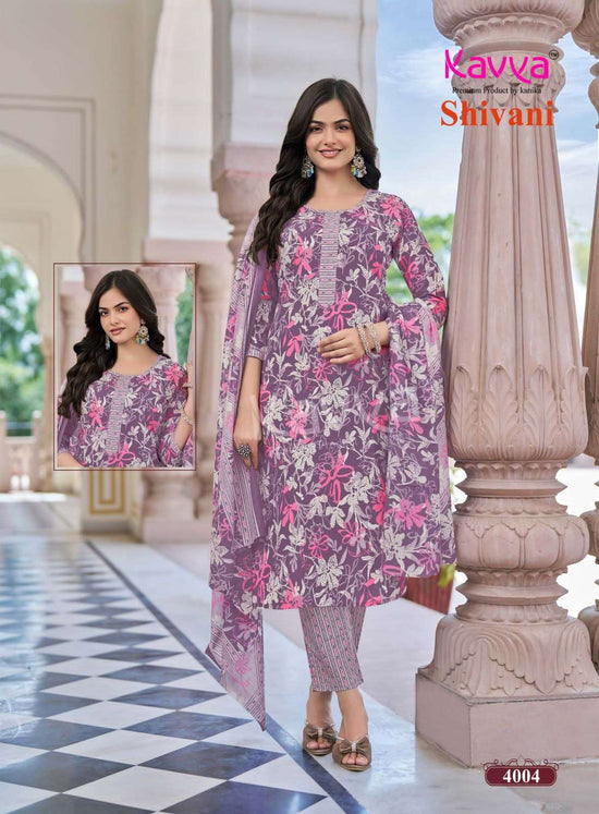 Kavya Suits Shivani Vol 4 Malaysian Cotton Kurti Pant Dupatta Set - Amrah Wholesale