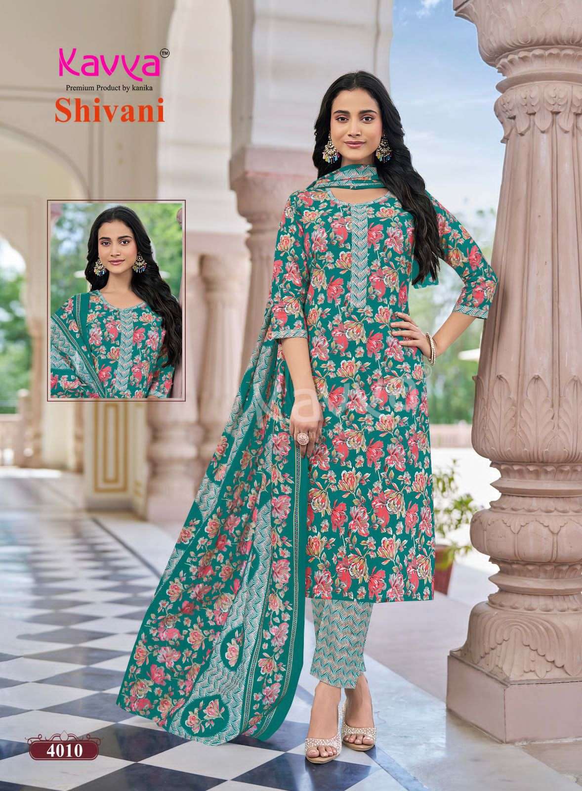 Kavya Suits Shivani Vol 4 Malaysian Cotton Kurti Pant Dupatta Set - Amrah Wholesale