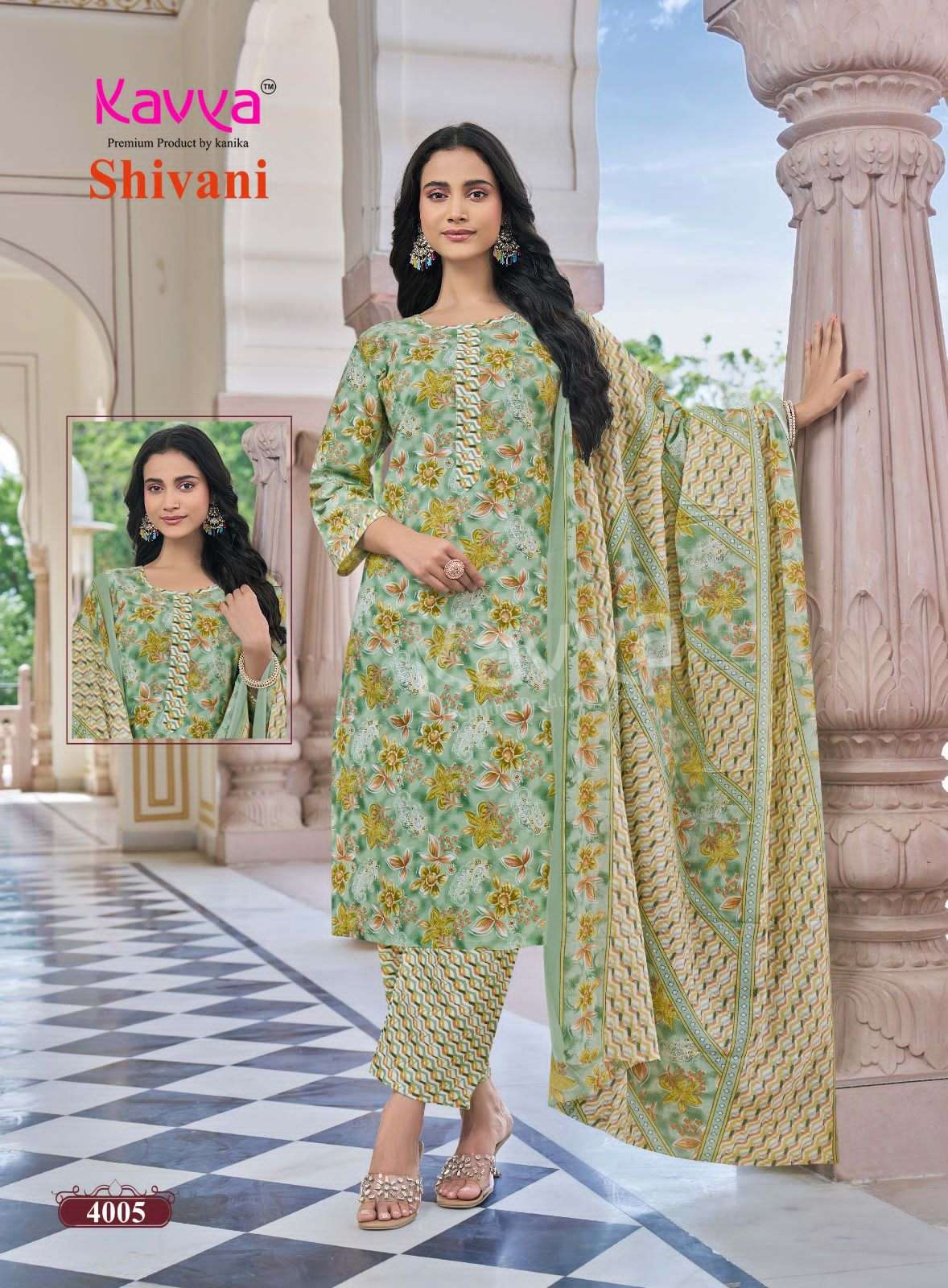 Kavya Suits Shivani Vol 4 Malaysian Cotton Kurti Pant Dupatta Set - Amrah Wholesale