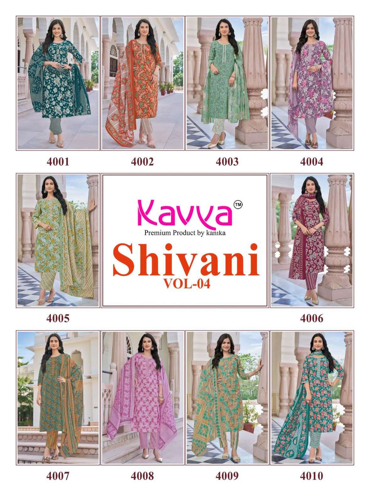 Kavya Suits Shivani Vol 4 Malaysian Cotton Kurti Pant Dupatta Set - Amrah Wholesale