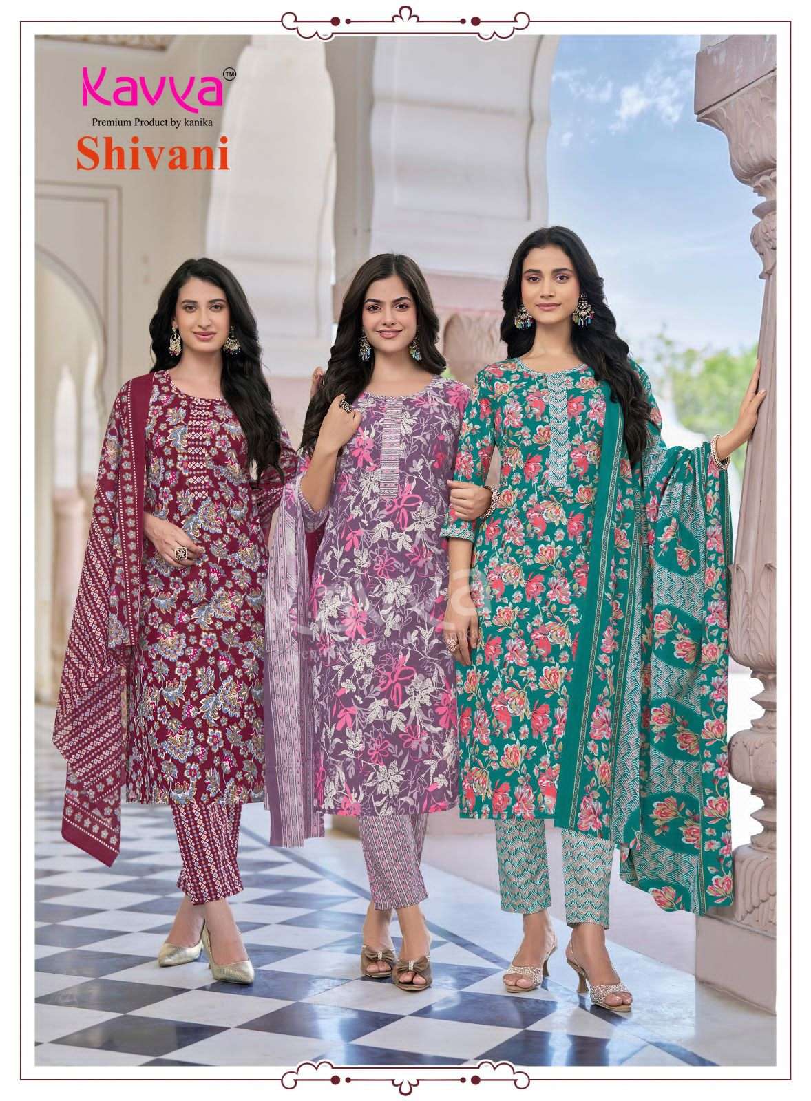 Kavya Suits Shivani Vol 4 Malaysian Cotton Kurti Pant Dupatta Set - Amrah Wholesale
