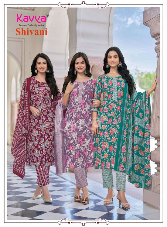 Kavya Suits Shivani Vol 4 Malaysian Cotton Kurti Pant Dupatta Set - Amrah Wholesale