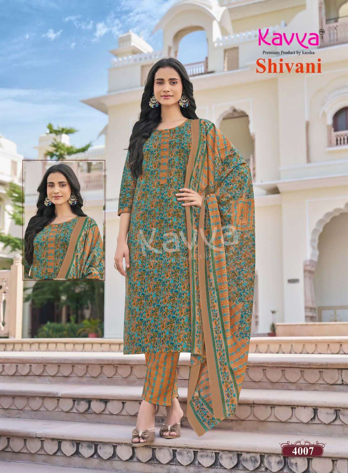 Kavya Suits Shivani Vol 4 Malaysian Cotton Kurti Pant Dupatta Set - Amrah Wholesale