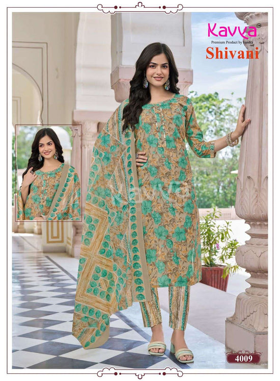 Kavya Suits Shivani Vol 4 Malaysian Cotton Kurti Pant Dupatta Set - Amrah Wholesale