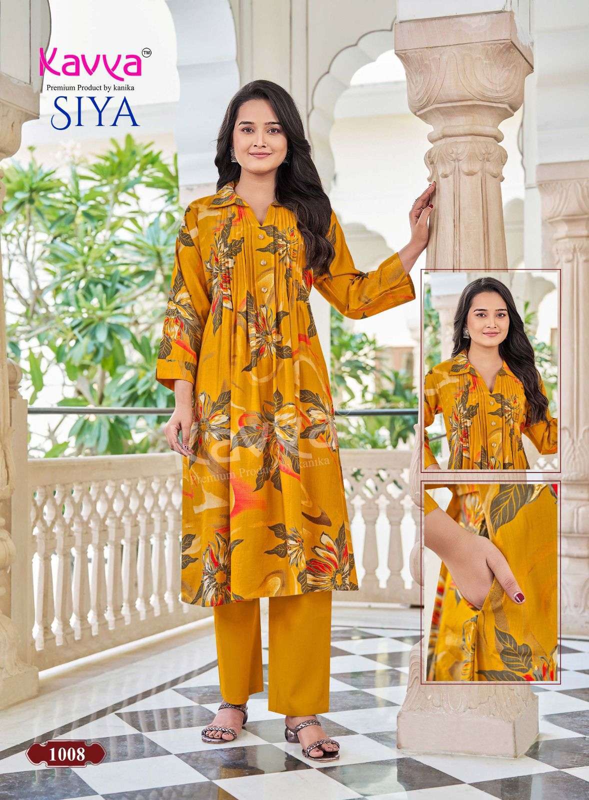 Kavya Suits Siya Vol 1 Vertican Kurti Pant Set - Amrah Wholesale