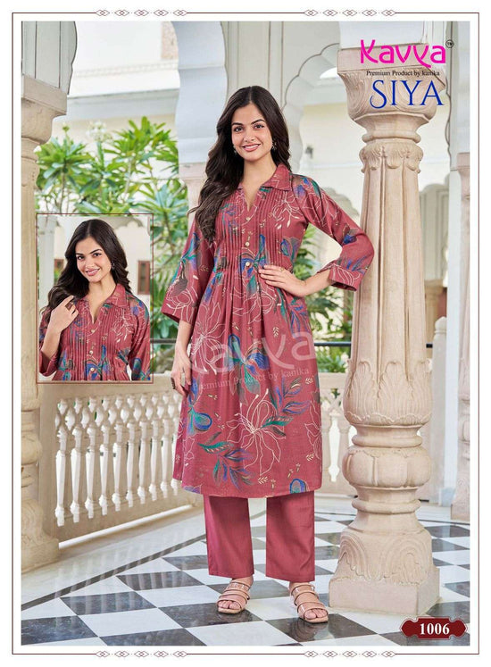 Kavya Suits Siya Vol 1 Vertican Kurti Pant Set - Amrah Wholesale