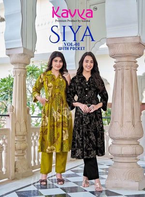 Kavya Suits Siya Vol 1 Vertican Kurti Pant Set - Amrah Wholesale