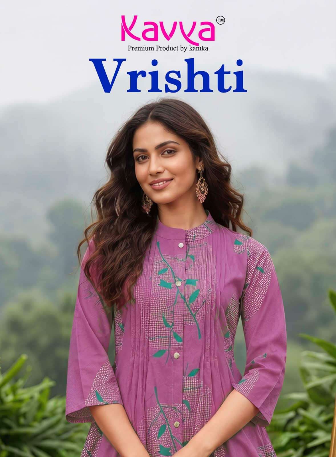 Kavya Vrishti Premium Cotton A-Line Kurti Pant Set