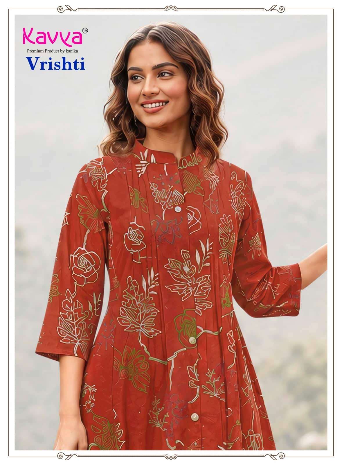 Kavya Vrishti Premium Cotton A-Line Kurti Pant Set
