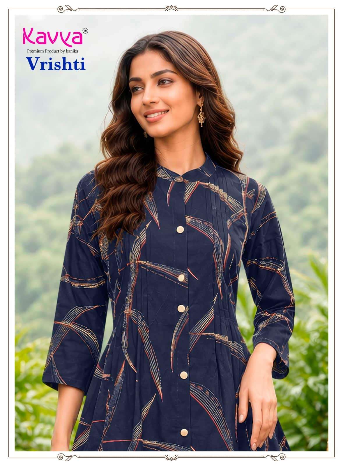 Kavya Vrishti Premium Cotton A-Line Kurti Pant Set