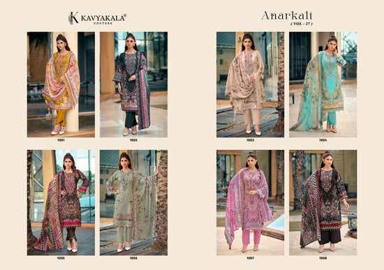 Kavyakala Anarkali Vol-27 1001 To 1008 Lawn Cotton Printed Pakistani Suit