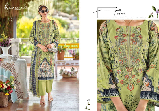 Kavyakala Zarina Lawn Cotton Designer Printed Dress Material - Amrah Wholesale
